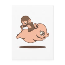 Baby Monkey (Going Backwards on a Pig) Postcards