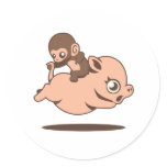 Baby Monkey (Going Backwards on a Pig) stickers