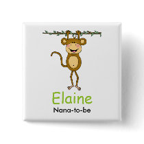 BABY MONKEY Hanging Monkey Personalized Button