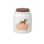 Baby Monkey Riding Backwards on a Pig Candy Dish