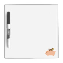 Baby Monkey Riding Backwards on a Pig Dry Erase Whiteboard