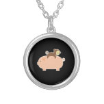 Baby Monkey Riding Backwards on a Pig Personalized Necklace