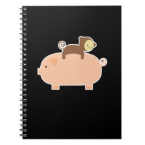 Baby Monkey Riding Backwards on a Pig