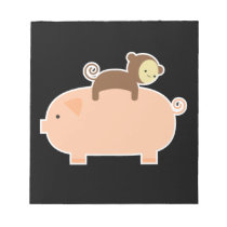 Baby Monkey Riding Backwards on a Pig