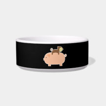 Baby Monkey Riding Backwards on a Pig Pet Water Bowl