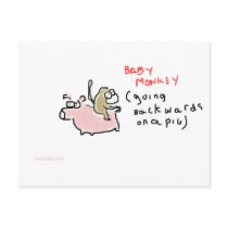 Baby Monkey (riding backwards on a pig) Postcards
