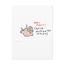 Baby Monkey (riding backwards on a pig) Postcards