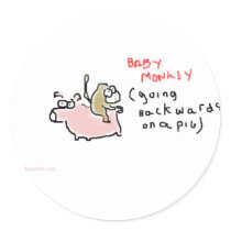 Baby Monkey (riding backwards on a pig) Sticker