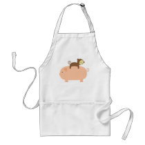 Baby Monkey Riding on a Pig Apron