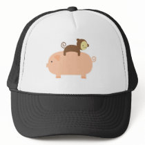 Baby Monkey Riding on a Pig Mesh Hats