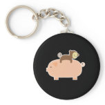 Baby Monkey Riding on a Pig Keychain