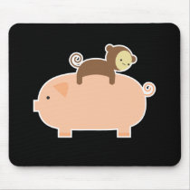 Baby Monkey Riding on a Pig Mousepads
