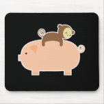 Baby Monkey Riding on a Pig Mousepads