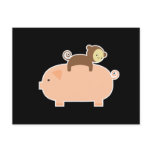 Baby Monkey Riding on a Pig Post Cards
