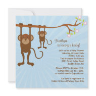Baby Monkey Safari Baby Shower Invitation invitation