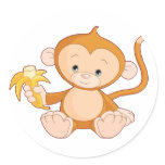 Baby Monkey with Banana Stickers