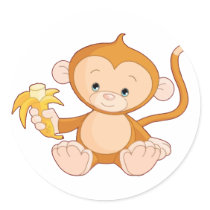 Baby Monkey with Banana Stickers