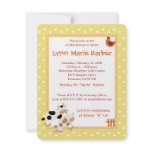 Baby Moo Cow Farm Yard Baby Shower Yellow Custom Invitation