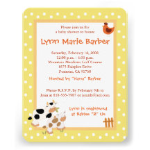 Baby Moo Cow Farm Yard Baby Shower Yellow Custom Invitation