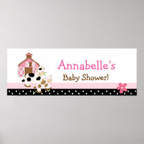 Baby Moo Cow Pink Baby Shower Banner Print