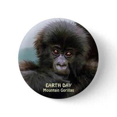 Baby Mountain Gorilla EARTH DAY Button by RavenSpiritPrints
