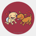 Baby Nose Kisses from the Dog Classic Round Sticker