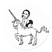 Baby Obama on unicorn stickers