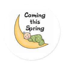 Baby on Moon Spring Round Sticker