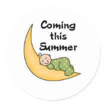 Baby on Moon Summer Round Sticker
