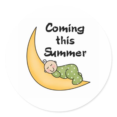 Baby on Moon Summer Round Sticker by maternity