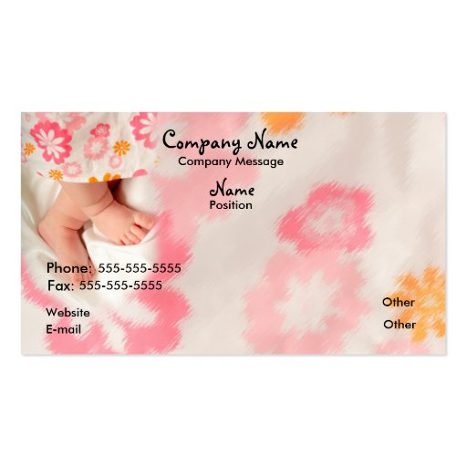 Baby on Pink Business Card Template (front side)