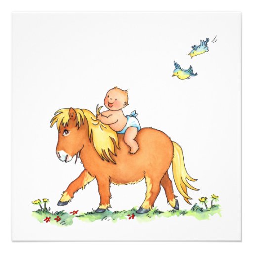 Baby on Pony Horse - Birth announcement