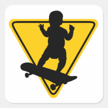 Baby on (Skate) Board Square Stickers