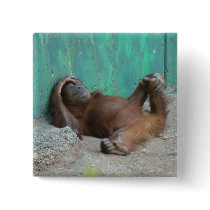 Baby orangutang resting buttons by Yarijik Baby orangutang resting buttons