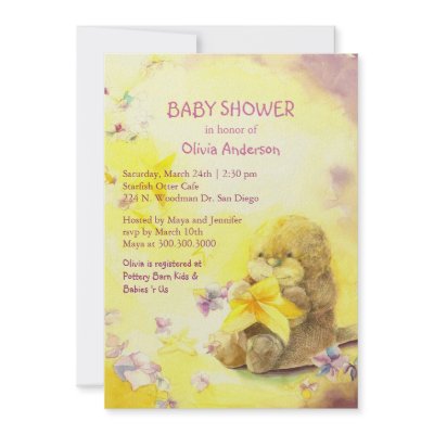Baby Otter & Starfish Cute Baby Shower Invitations by daphne1024