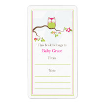 Baby Owl  Bookplate Personalized Shipping Labels