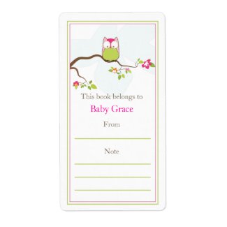 Baby Owl Bookplate Personalized Shipping Labels