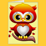 Baby Owl Love Heart Cartoon Greeting Card cards