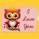 Baby Owl Love Heart Cartoon Note Card cards