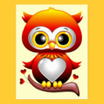 Baby Owl Love Heart Cartoon Postcard postcards