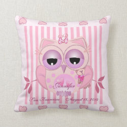 Baby Owl Pillow with Name and Birth information