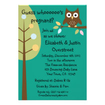 Baby Owl Whoooos Pregnant Green Shower Party Custo invitations