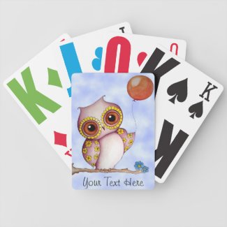 Baby Owl with Balloon Playing Cards