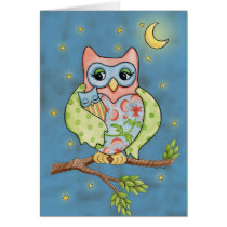 Baby Owlet and Mama Owl card cards