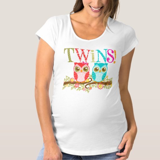 Baby Owls - Boy and Girl Twins - Maternity Shirt