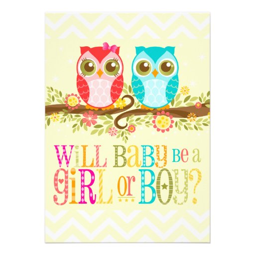Baby Owls - Gender Reveal Baby Shower Invitation