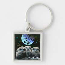 Baby Owls Under The Moonlight Keychain