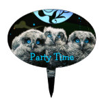Baby Owls Under The Moonlight Oval Cake Picks
