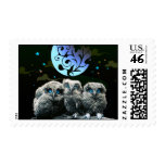 Baby Owls Under The Moonlight Postage Stamps