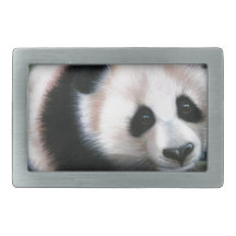 Baby panda balancing on a log belt buckles